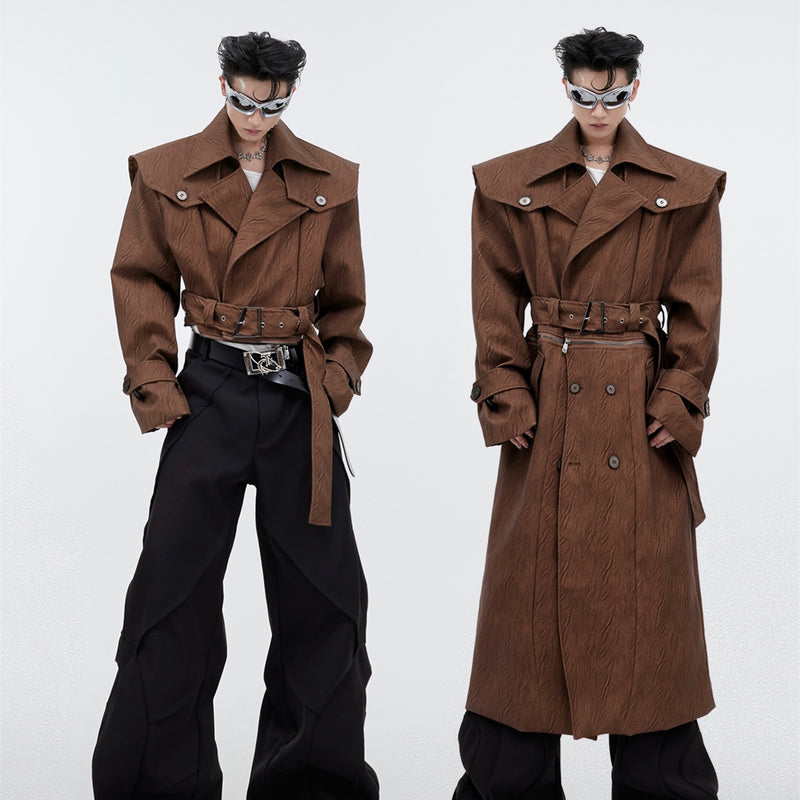 Crack Texture Leather Coat for men