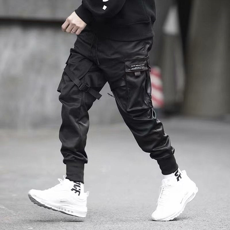 Ribbons Harem Joggers Streetwear Cargo Pants Men