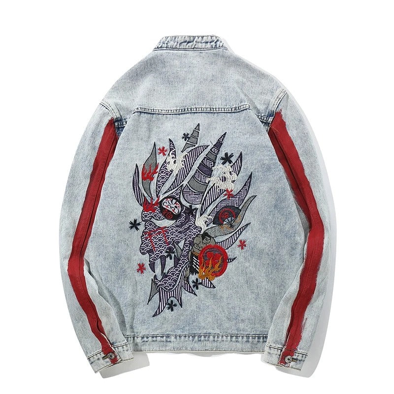 Wash embroidered denim jacket