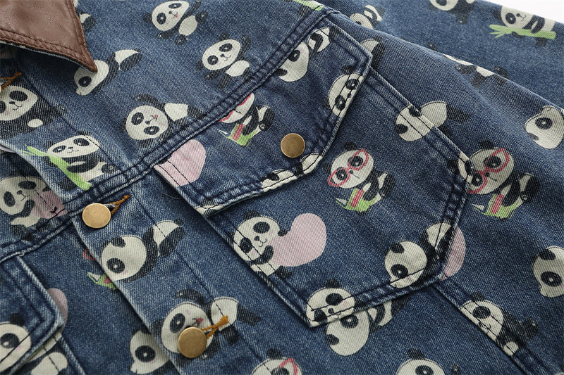 Cartoon Lesser Panda Printed Denim jacket