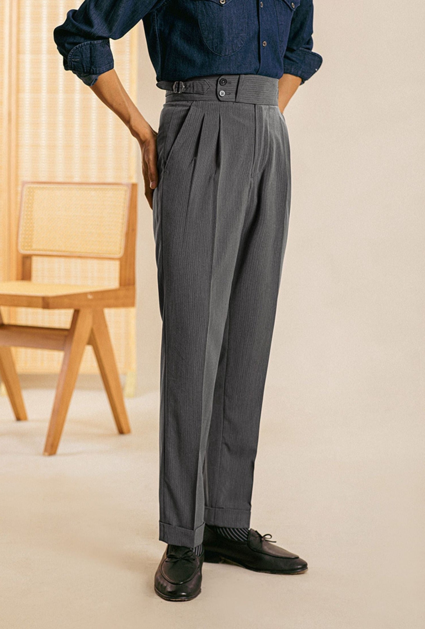 Paris Double Pleated Straight Fit Trousers