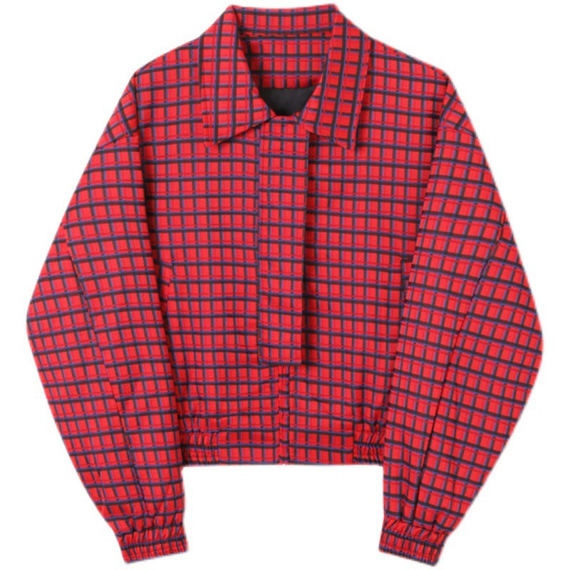 Plaid Shoulder Pad Lapel Casual Coat