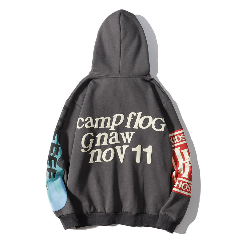 Graffiti alphabet print hooded sweatshirt