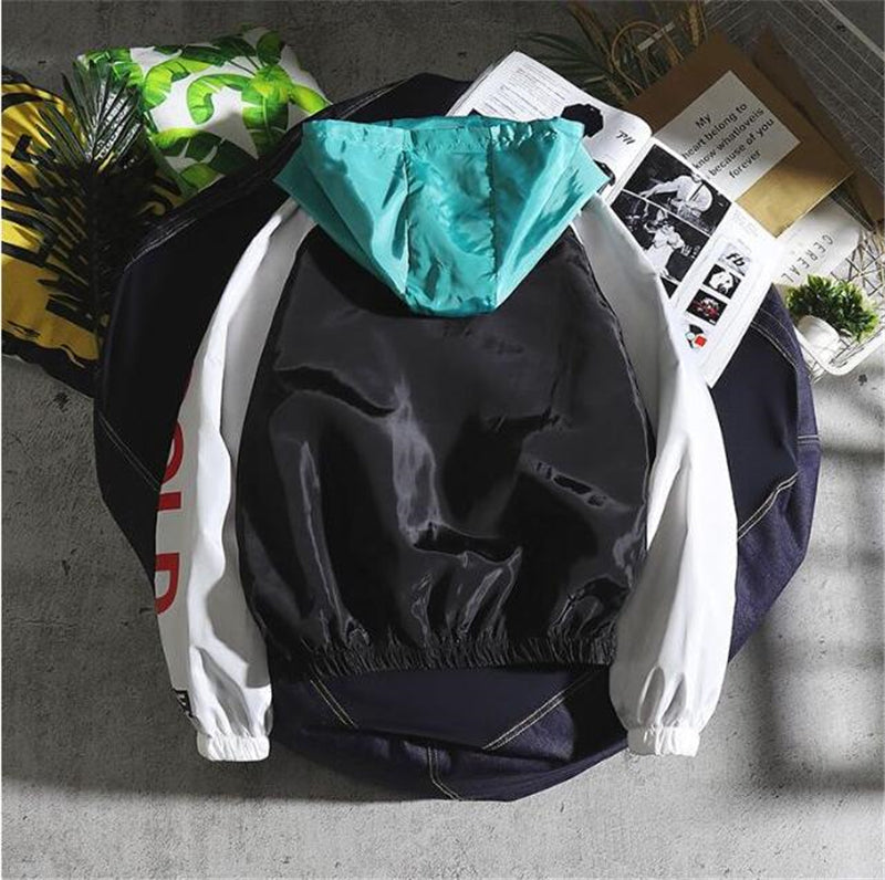 Slim Fit Hooded Jacket Bomber Jacket Men Windbreaker Jacket