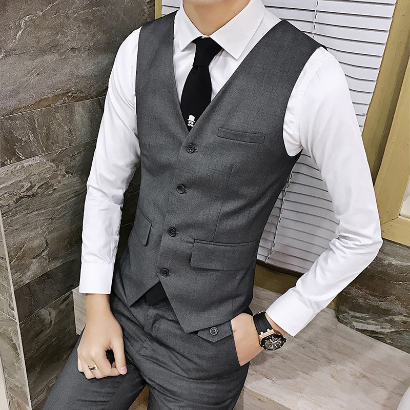 Men's Solid Color Slim-fit Waistcoat Vest