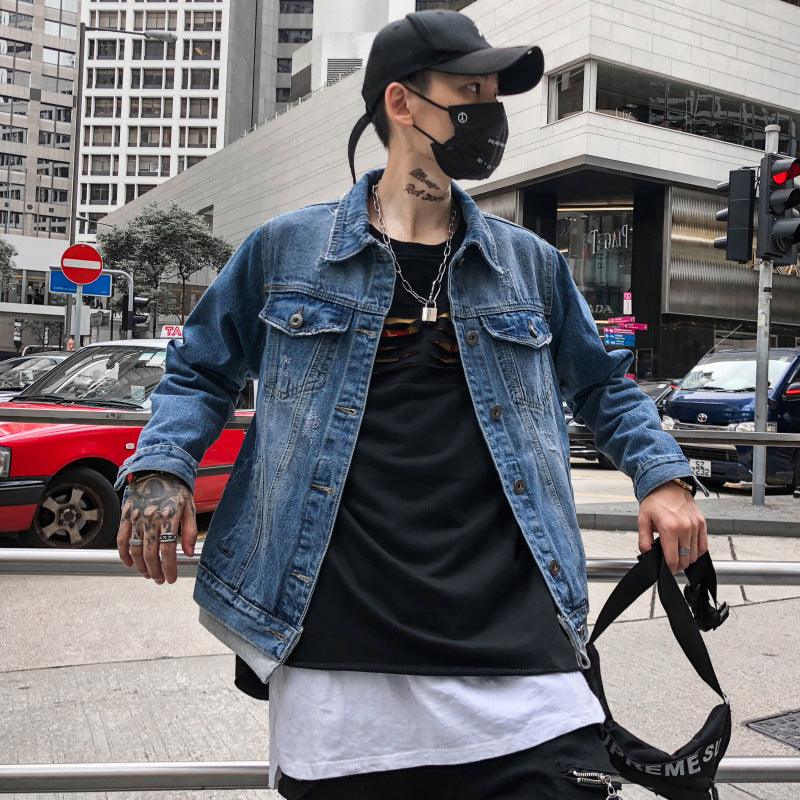 Cardigan Style Denim jacket Men