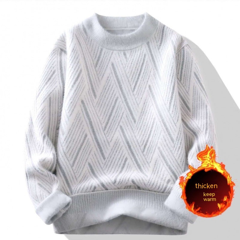 Round Neck Men's Winter Rhombus Sweater