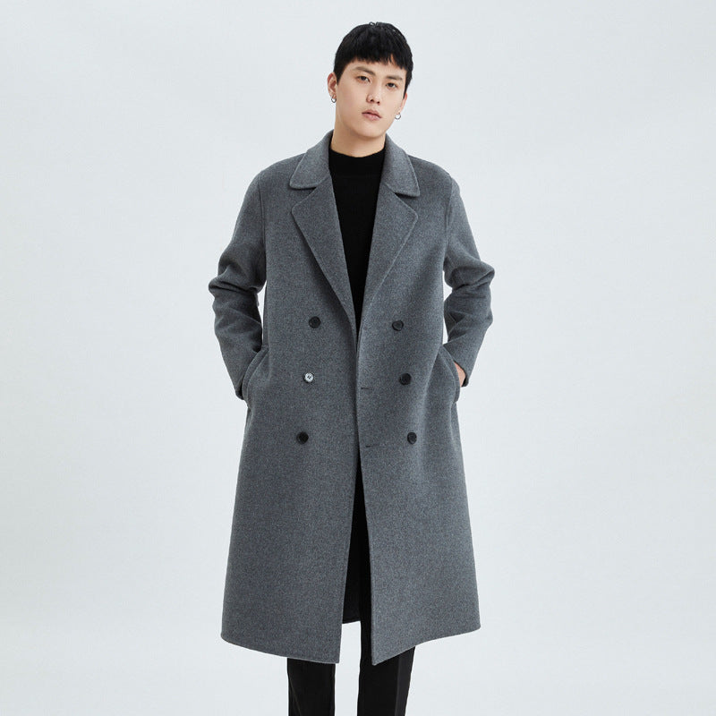 Autumn And Winter Long Over The Knee Reversible Cashmere Coat Men