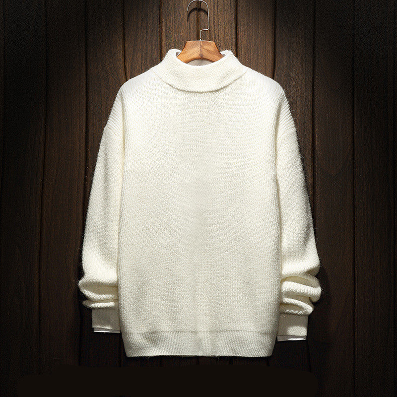 Fleece knit roll sweater