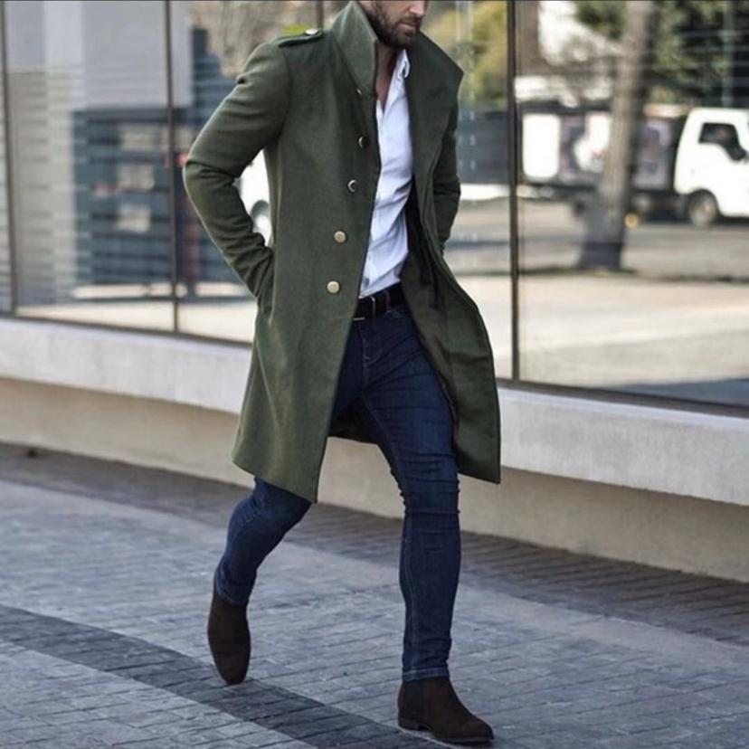 Mid-length slot pocket casual coat