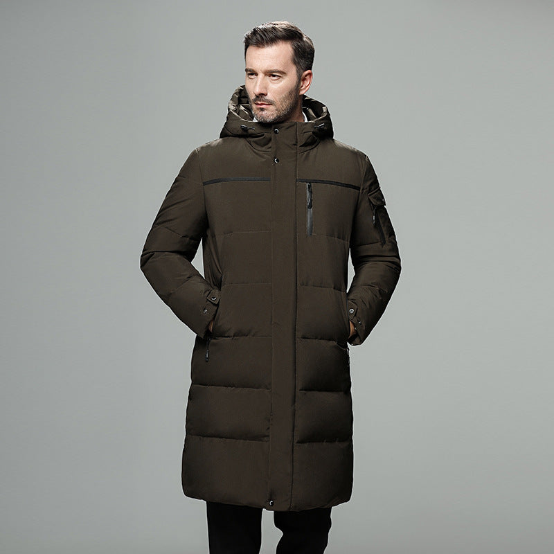 Long padded down jacket for men