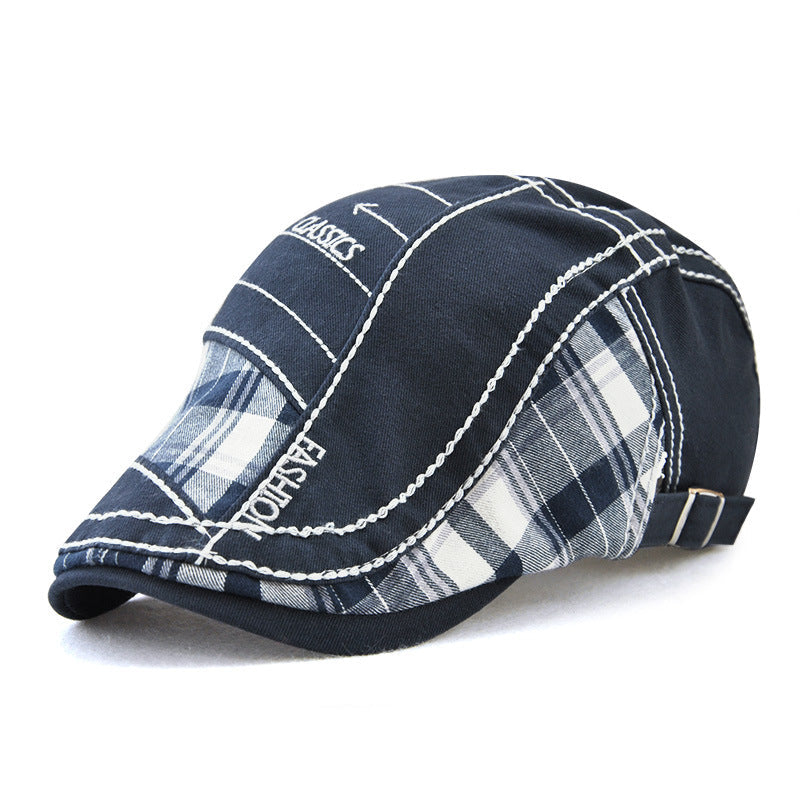 Duck Tongue Cap Plaid Patchwork Parallel Arrow