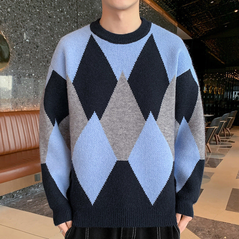 Men's Retro Round Neck Spring And Autumn Sweater