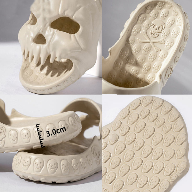Zapatillas de Halloween con diseño de calavera personalizadas, zapatos de playa divertidos para interiores y exteriores, para baño