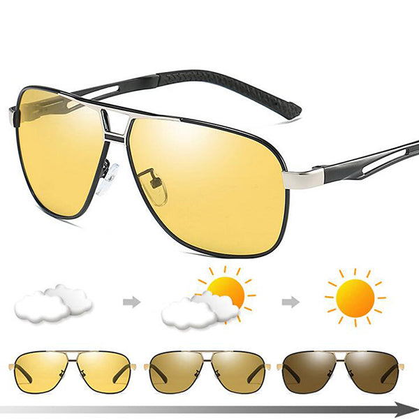 Color-changing polarized sunglasses