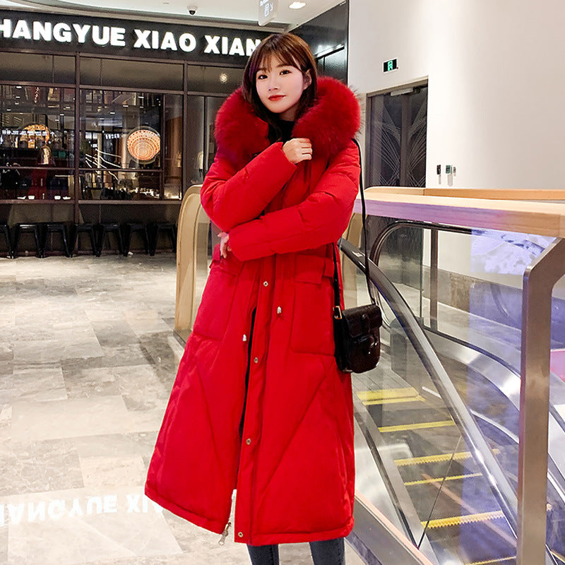 Ladies over-the-knee slim padded jacket