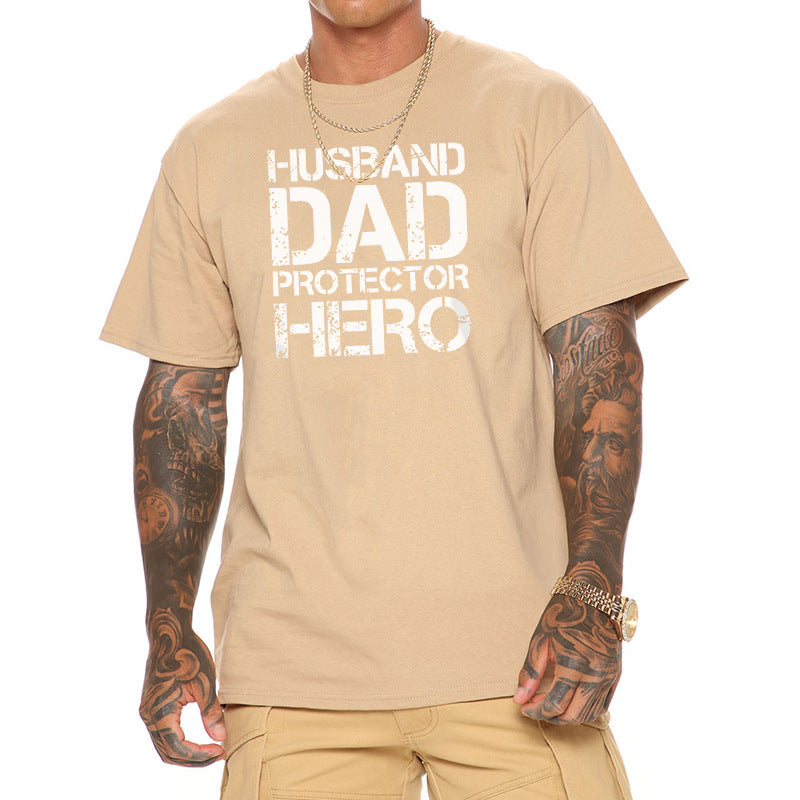 Camiseta casual transpirable de manga corta con estampado de letras simples