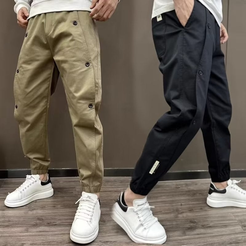 Men's Casual Fashionable All-match Solid Color Breasted Stitching Loose sweatpants