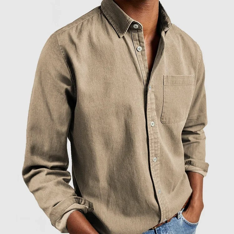 Long Sleeve Lapel Men's Shirt