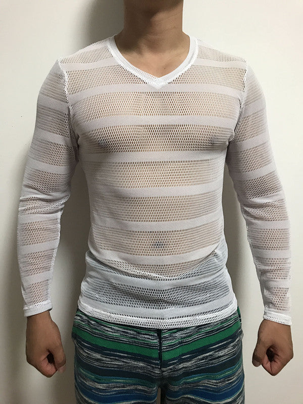 Ice silk mesh long sleeve tshirt