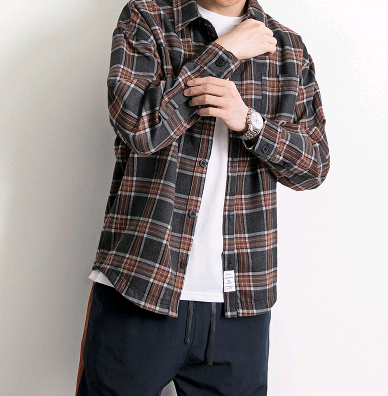 Autumn chic plaid shirt jacket casual long sleeve port wind shirt male