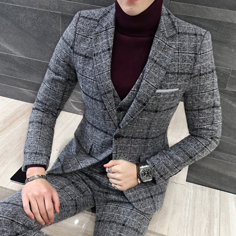 Thick Slim Fit Plaid Suit