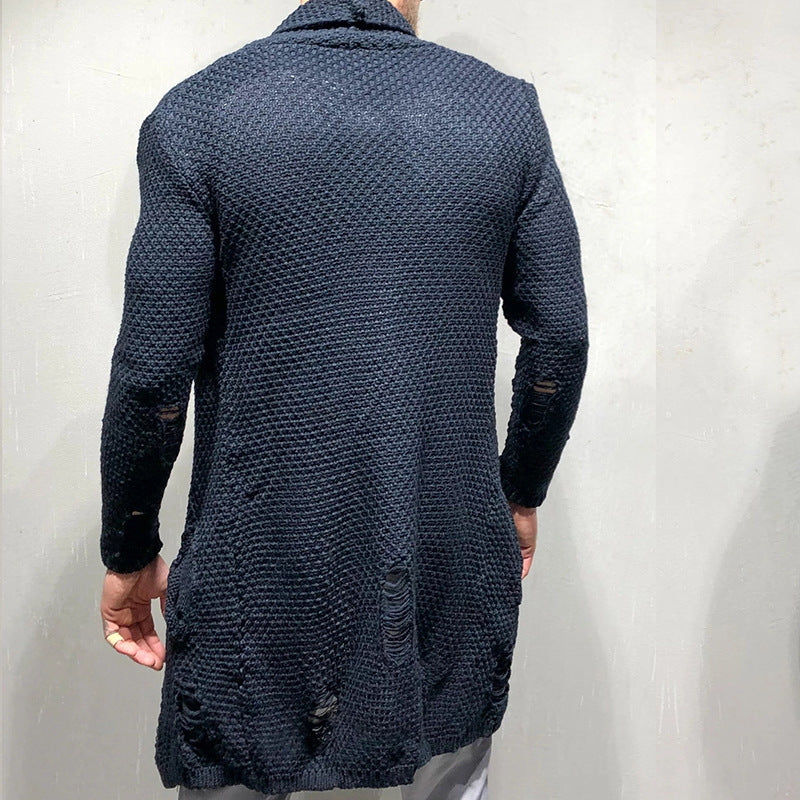 Men's mid-length cardigan sweater