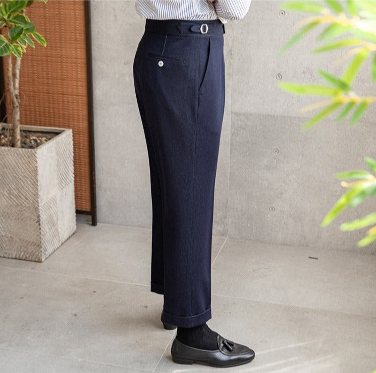 Dolce Elastic Straight Fit Pleated Trousers