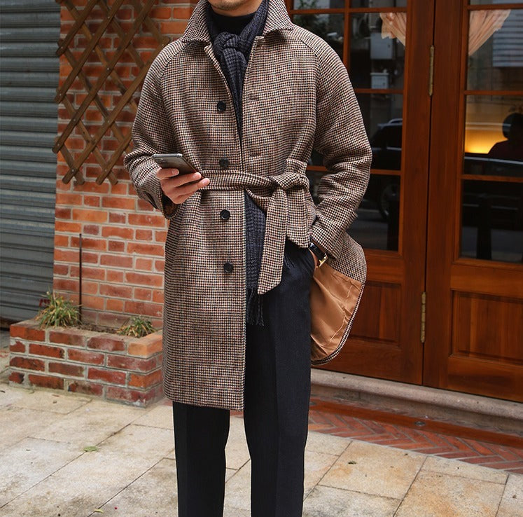 Soho Farm Belted Wool Herringbone Coat