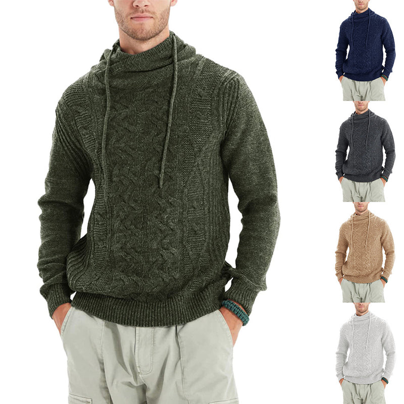New Semi High Neck Sweater Long Sleeve Slim Knit Top For Men