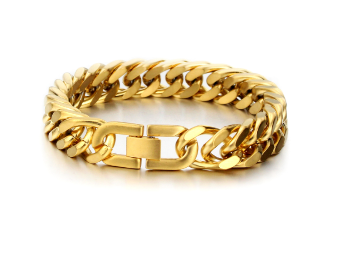 gold double buckle bracelet