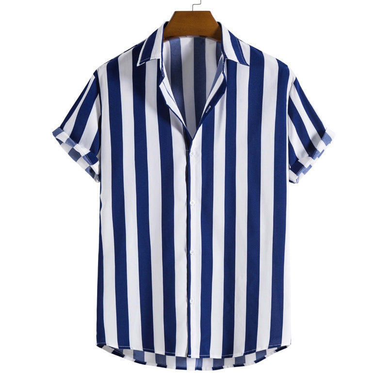 Summer Men's Striped Short-sleeved Shirt