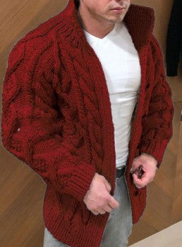 Maglione cardigan con bottoni in corda da uomo