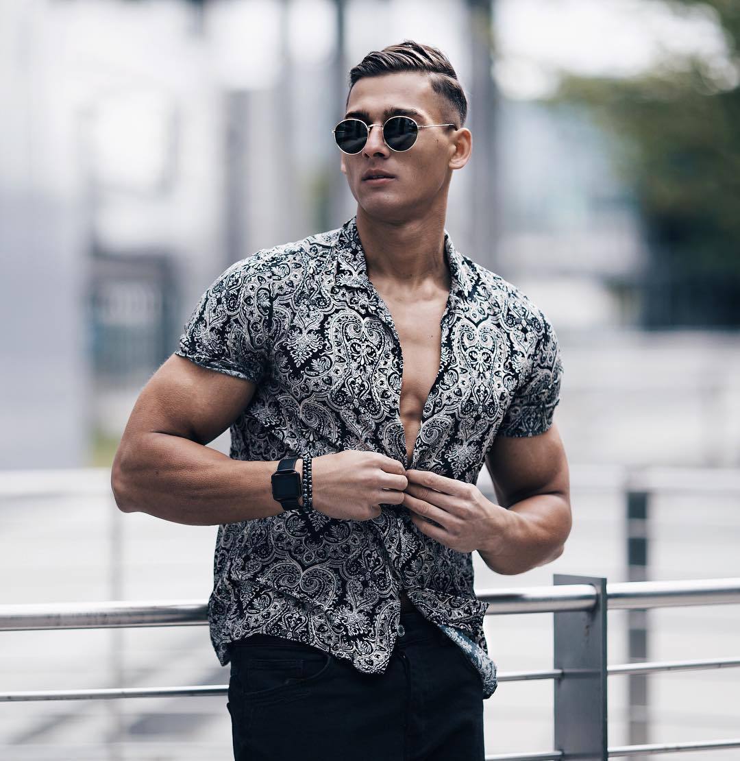 Summer Totem print shirt men