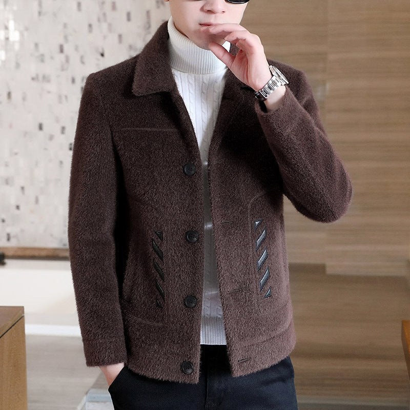 Thickened Men's Woolen coat Trend Mink Woolen Jacket