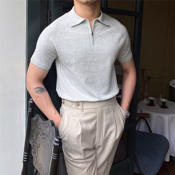 Camiseta casual vintage con solapa delgada para hombre