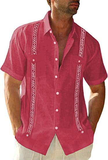 Camisa Cubana Guayabera Casual para Hombre