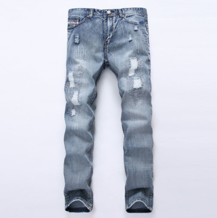 Light Blue Slim Fit Distressed Denim Joggers