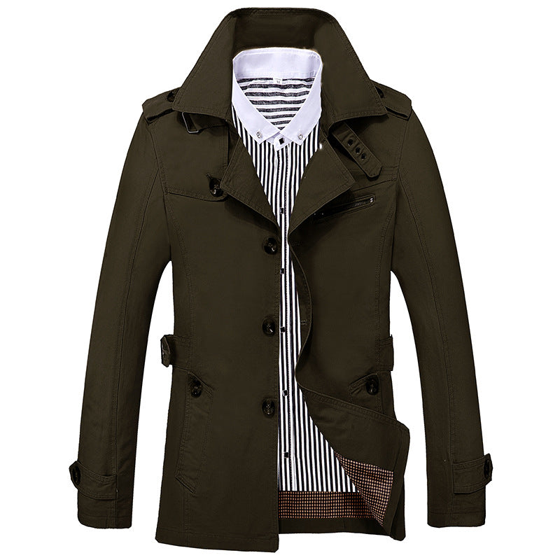 Men's Casual Solid Color Trench Coat