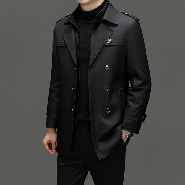 Men's Duster Mid-length Detachable Liner coat With Cotton Belt