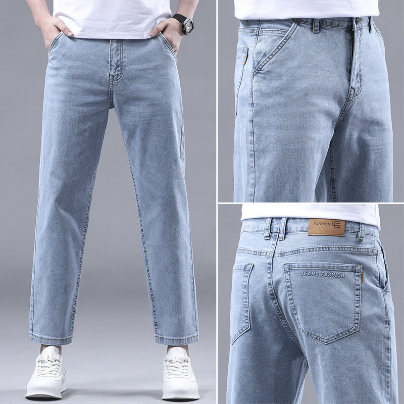 Men's Slim Fit Cropped Casual Light-colored Jeans