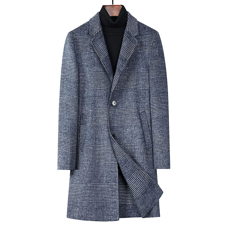 Men's Plaid Double-sided Woolen trench Coat