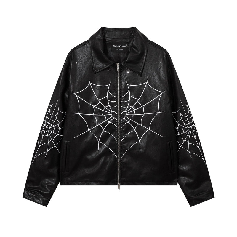 Chaqueta de cuero informal estampada camarada Spiderman