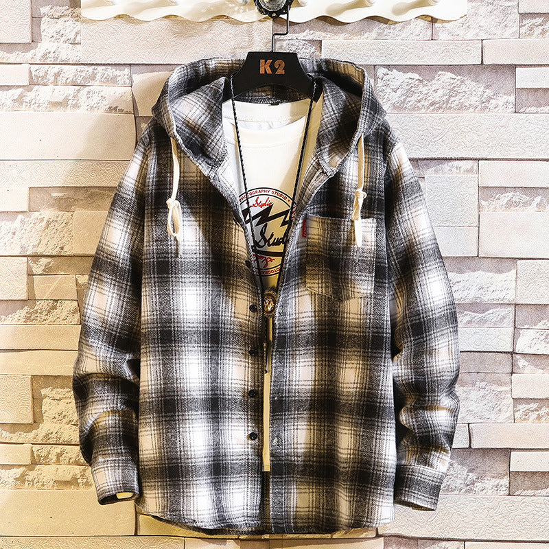 Plaid Hooded jacket Men