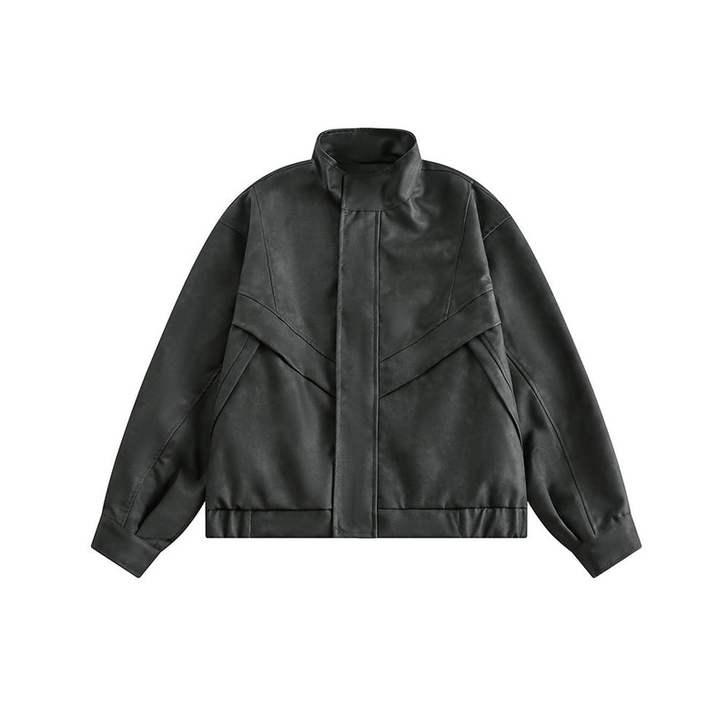 Men's Stand Collar PU Retro Biker's Jacket