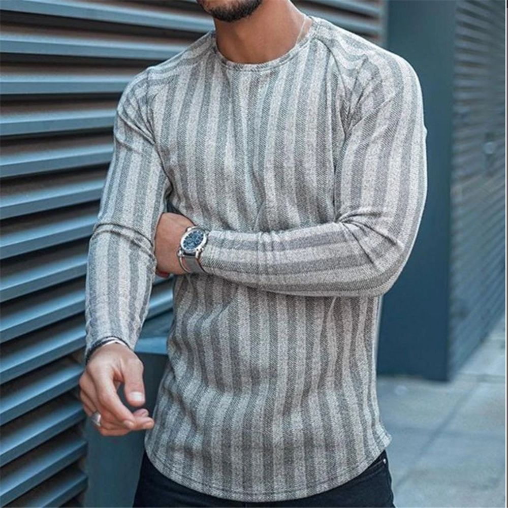 Men's Slim Pullover Striped Long Sleeve T-Shirt