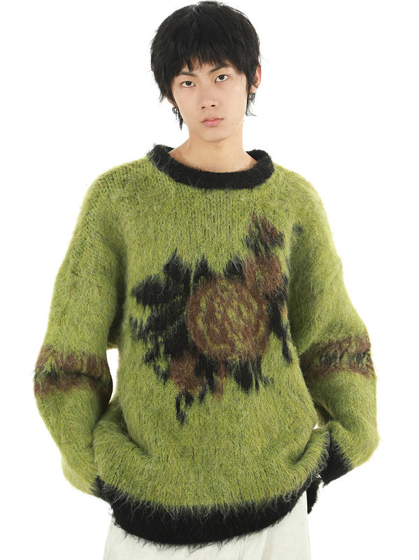 Jungle Rose Mohair Knit Vintage Sweater