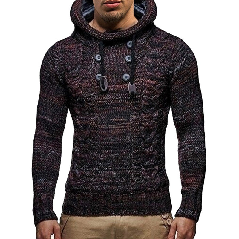 Solid Color Knit Hooded Sweater