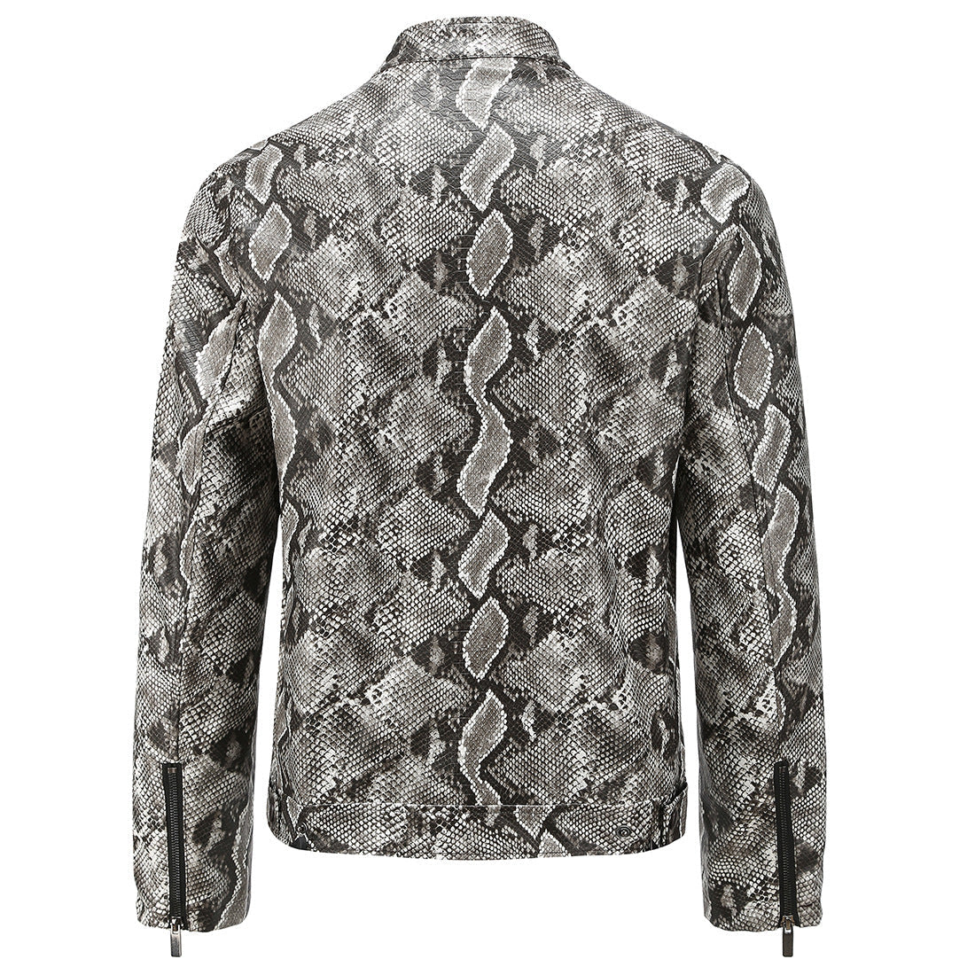 PU leather snakeskin jacket men