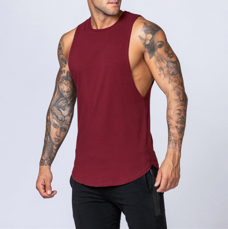 Plain bodybuilding sleeveless vest men